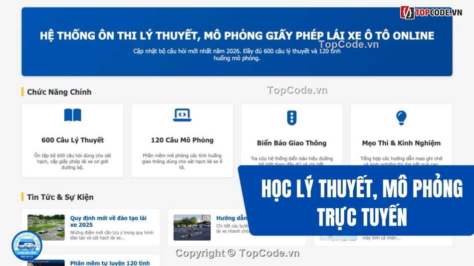 thi trực tuyến,xe ô tô,lái xe ô tô,Ôn thi,lái xe